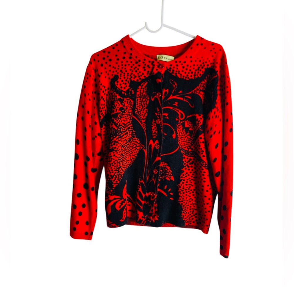 T.C Fashion Red and Black Patterned Sweater Size M